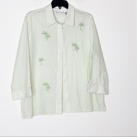 Alfred DUNNER light green buttoned down shirt. 14 - Picture 4 of 7